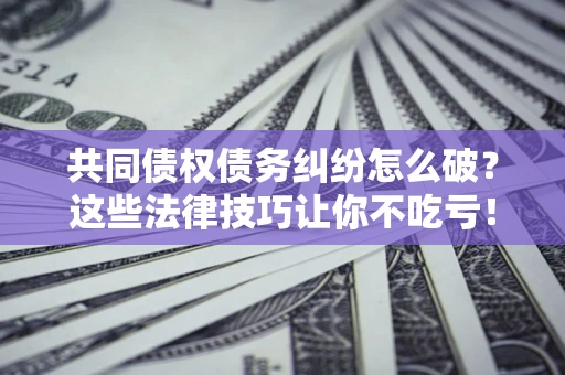 武汉共同债权债务纠纷怎么破？这些法律技巧让你不吃亏！